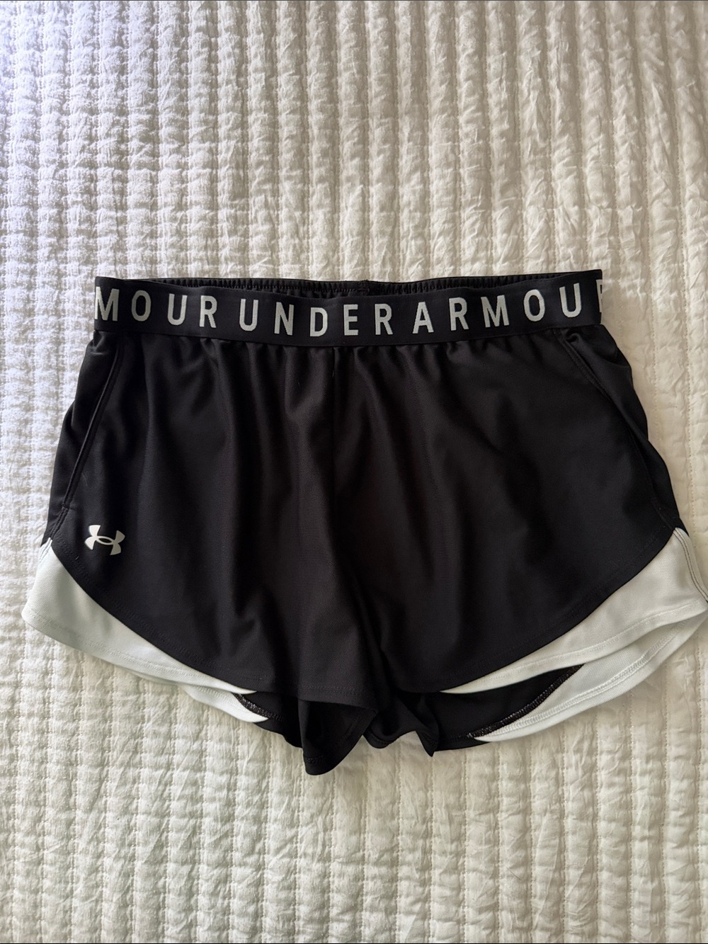 Under Armour Black Athletic Layered Shorts with White Liner